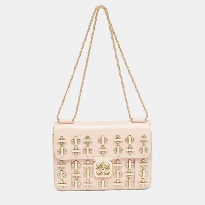Shop Chloé Light Leather Medium Crystals Embellished Elsie Shoulder Bag In Pink