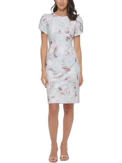 Shop Calvin Klein Womens Floral Knee Length Sheath Dress In Multi