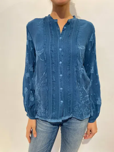 Shop Johnny Was Lily Crane Blouse In Legion Blue