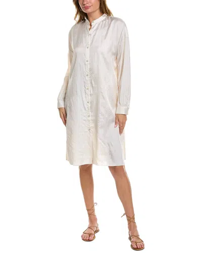 Shop Eileen Fisher Boxy Long Silk Shirt In White