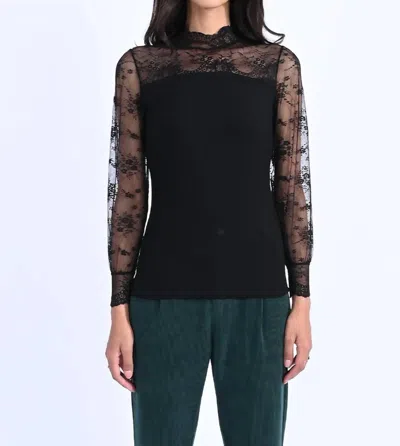 Shop Molly Bracken Georgia Lace Knitted Top In Black