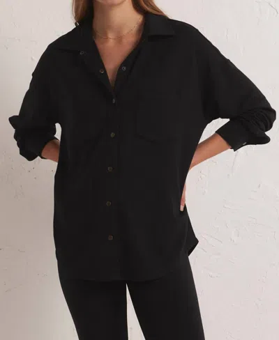 Shop Z Supply Wfh Modal Shirt Jacket In Black
