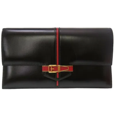 Shop Hermes Leather Clutch Bag () In Black