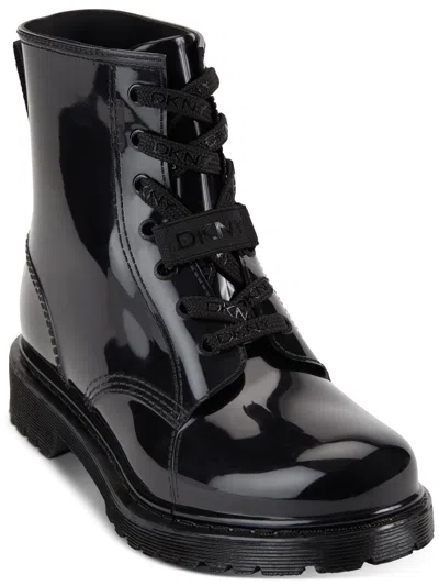 Shop Dkny Tilly Combat Boot Womens Leather Short Combat & Lace-up Boots In Black