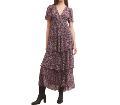 Shop Z Supply Everly Floral Midi Dress In Black In Purple