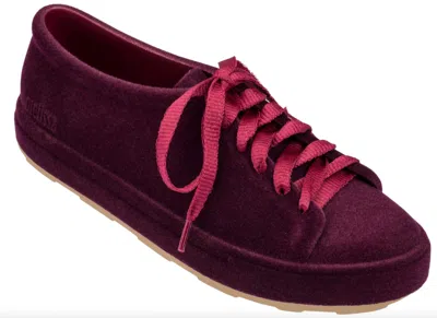 Shop Melissa Be Flocked Lace-up Sneaker In Burgundy In Red