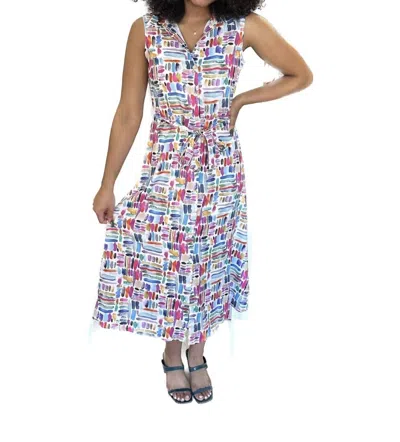 Shop Carre Noir Sleeveless Midi Dress In Artful Colors In Multi