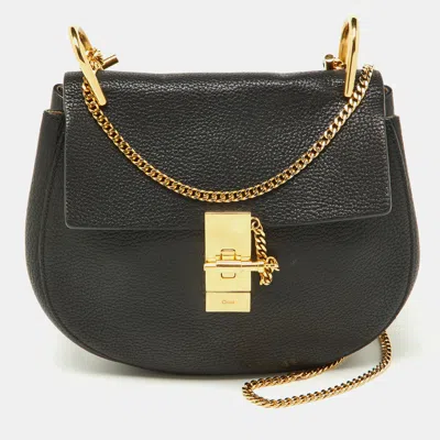 Shop Chloé Leather Medium Drew Shoulder Bag In Black