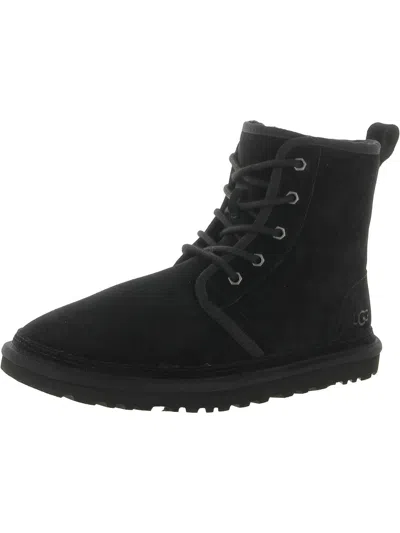 Shop Ugg Neumel High Womens Suede Lace-up Shearling Boots In Black
