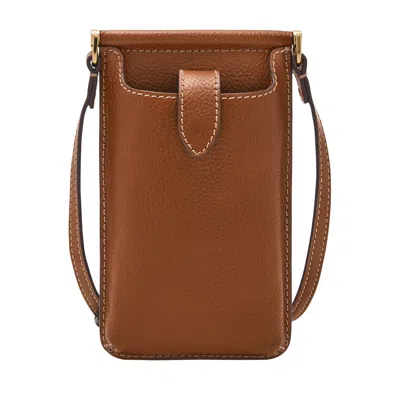 Shop Fossil Women's Kaia Litehide Leather Phone Bag In Brown