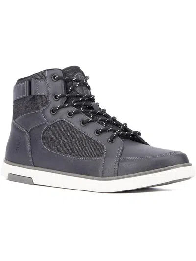 Shop Reserved Footwear Austin Womens Faux Leather Lifestyle High-top Sneakers In Grey