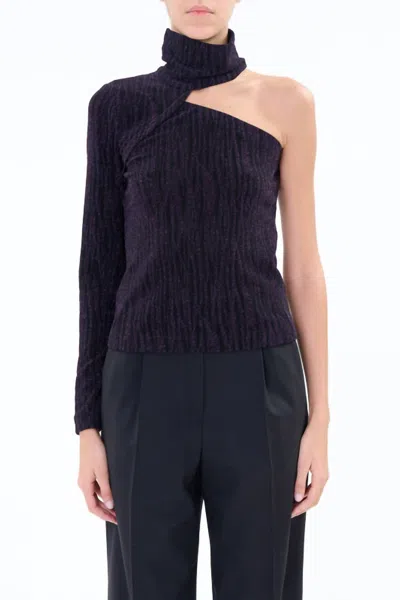 Shop Iro Chadia Sweater In Metallic Purple/black In Blue