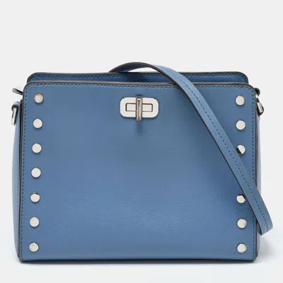 Shop Michael Kors Leather Sylvia Studded Shoulder Bag In Blue