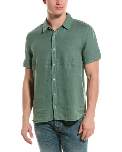 Shop Velvet By Graham & Spencer Mackie Linen Shirt In Green