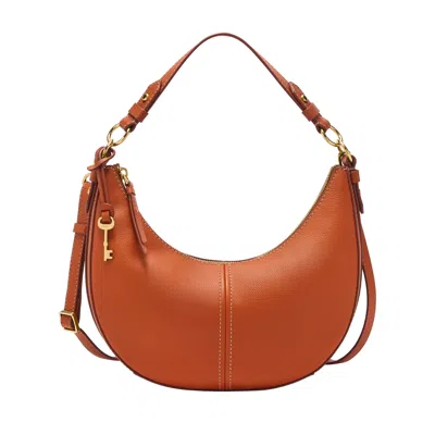 Shop Fossil Women's Shae Leather Small Hobo In Orange