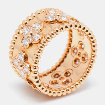 Shop Van Cleef & Arpels Perlée Clover Diamonds 18k Rose Gold Ring