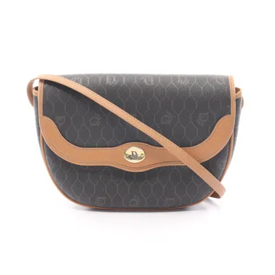Shop Dior Honeycomb Shoulder Bag Pvc Leather Dark Brown In Multi