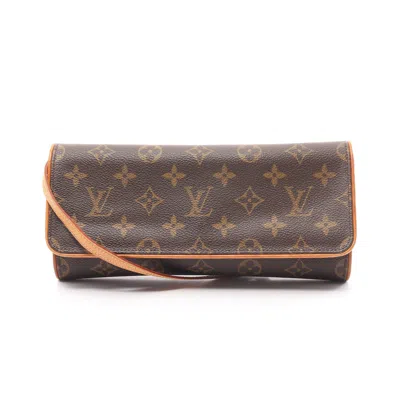 Pre-owned Louis Vuitton Pochette Twin Gm Monogram Shoulder Bag Pvc Leather Brown