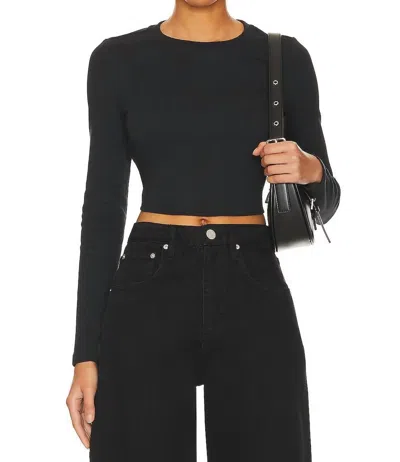 Shop Cuts Tomboy Long Sleeve Cropped Top In Black