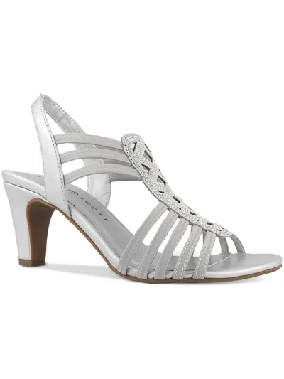 Shop Karen Scott Danely Womens Faux Leather Rhinestone Slingback Sandals In Silver