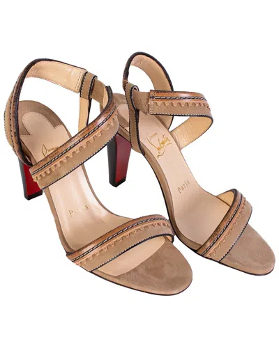 Shop Christian Louboutin Trepi City Leather & Suede Sandal In Brown
