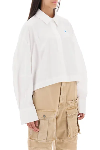 Shop Attico 'jill' Cropped Boxy Shirt In White