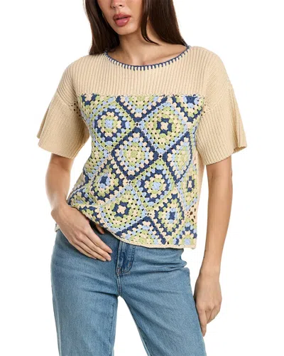 Shop Design History Crochet Sweater In Blue