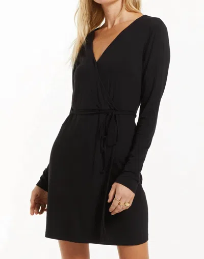 Shop Z Supply Chloe Wrap Mini Dress In Black