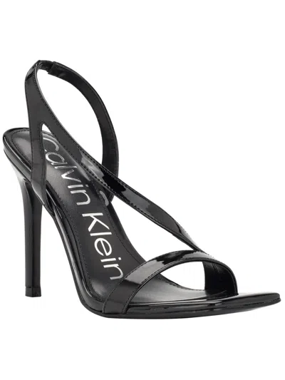 Shop Calvin Klein Tallon Womens Patent Open Toe Heels In Black