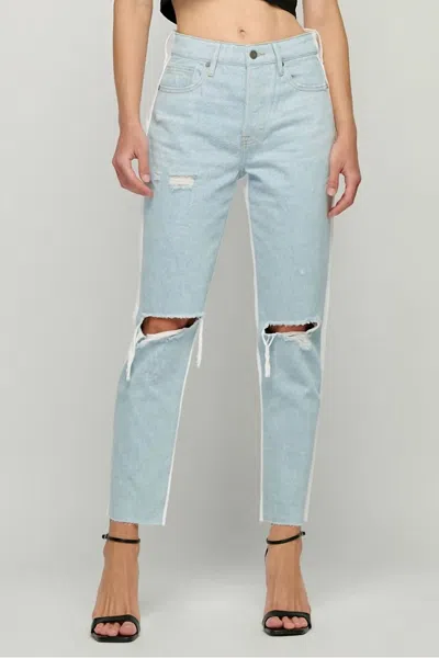Shop Hidden Tracey Two Tone Straight Leg Jean In White/denim In Blue