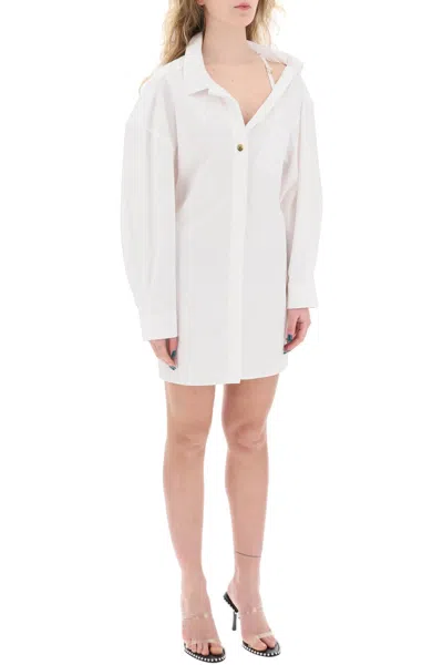 Shop Jacquemus "the Mini Shirt Dress Chemise G In White