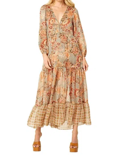 Shop Misa Anahita Dress In Flora Tile Mix In Beige