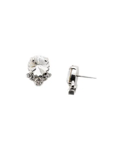 Shop Sorrelli Regal Round Stud Earrings In Palladium Silver/crystal