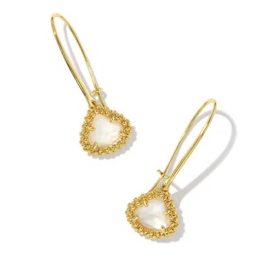 Shop Kendra Scott Framed Kendall Wire Drop Earrings In White Mother Of Pearl In Gold