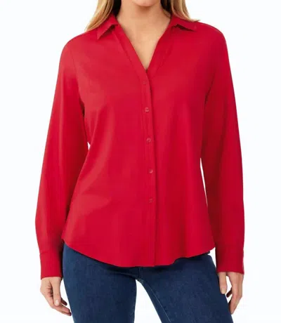 Shop Foxcroft Jersey Knit Blouse In Red