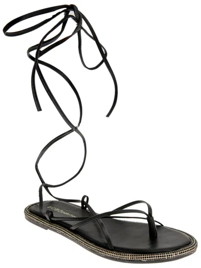 Shop Bcbgeneration Tarin Womens Faux Leather Strappy Slingback Sandals In Black