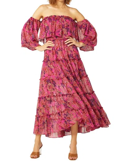 Shop Misa Cassandra Dress In Fuschia Batik In Pink