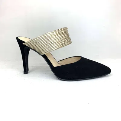 Shop Brenda Zaro T3574a Sandals In Black Suede In Gold