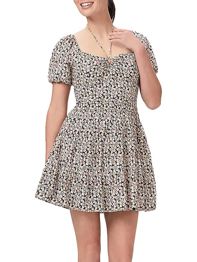 Shop Paige Womens Puff Sleeve Mini Fit & Flare Dress In Multi