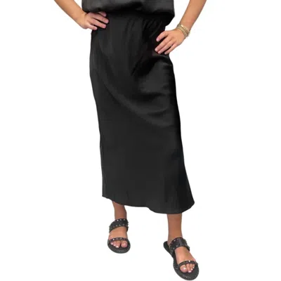 Shop Suzy D Golde Bias Cut Satin Skirt In Black