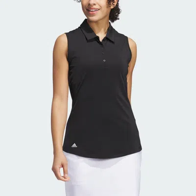 Shop Adidas Originals Women's Adidas Ultimate365 Solid Sleeveless Polo Shirt In Black
