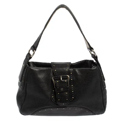 Shop Aigner Grained Leather Shoulder Bag In Black
