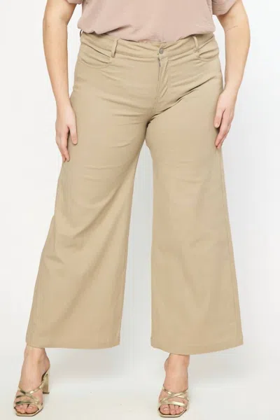 Shop Entro Wide Leg Pants - Plus In Tan In Beige