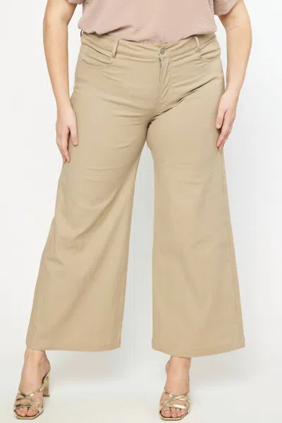 Entro Wide Leg Pants - Plus In Tan In Beige