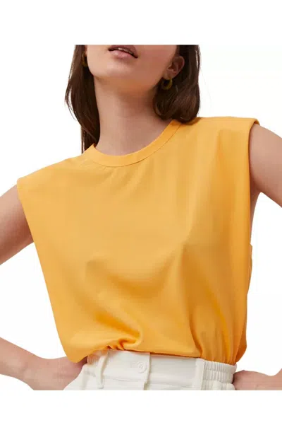Shop French Connection Shoulder Pad Crepe Top In Beeswax Orange In Yellow