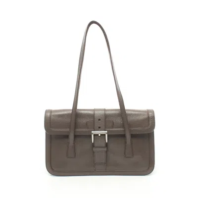Shop Prada Shoulder Bag Leather Brown In Multi