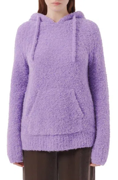Shop Atm Anthony Thomas Melillo Wool Blend Boucle Pullover Hoodie In French Violet In Multi