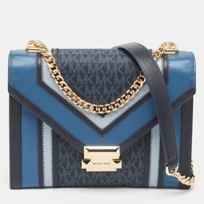 Shop Michael Kors Signature Coated Canvas And Leather Whitney Shoulder Bag In Blue