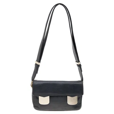 Shop Valentino Leather Flap Shoulder Bag In Black