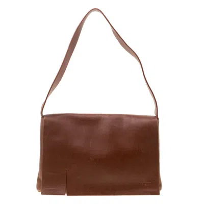 Shop Lanvin Leather Shoulder Bag In Brown